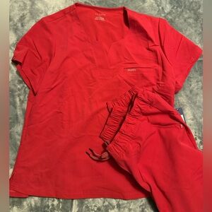 Jaanuu Vibrant Red Scrub Set